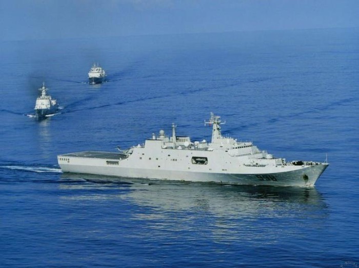 Trung Quốc ngày càng hiện diện nhiều hơn ở các đại dương như Thái Bình Dương, Ấn Độ Dương... Trong hình là Biên đội hộ tống số 6 của Hải quân Trung Quốc
